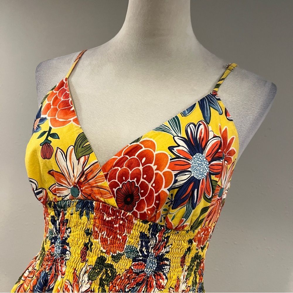 Xhilaration Floral Yellow mini Sundress with straps size small - Picture 2 of 13